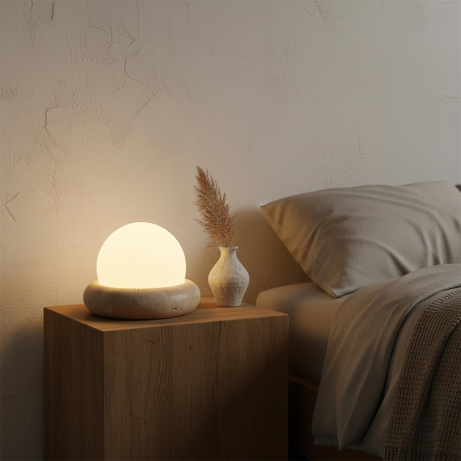 Lumen Mini Travertine Table Lamp