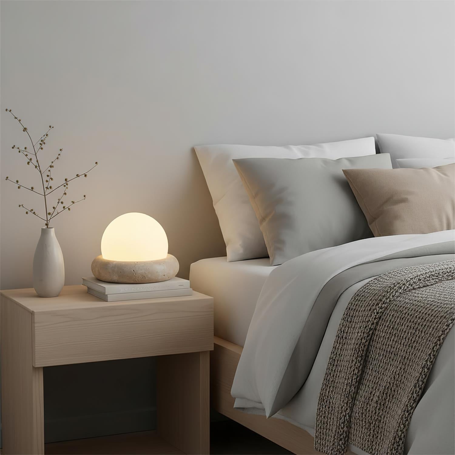 Lumen Mini Travertine Table Lamp