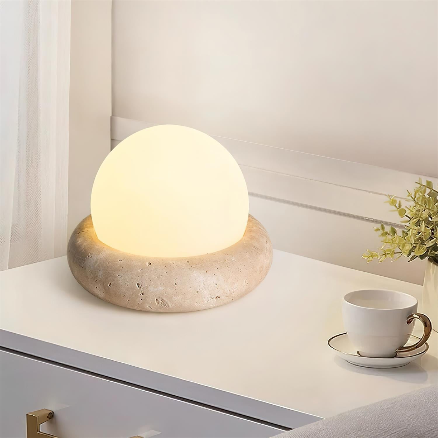 Lumen Mini Travertine Table Lamp