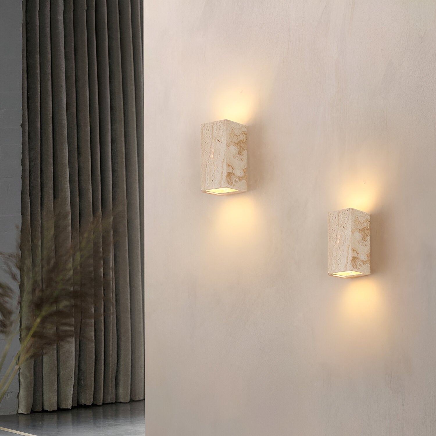 Lumen Travertine Outdoor Wall Lamp