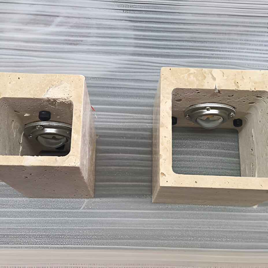 Lumen Travertine Outdoor Wall Lamp
