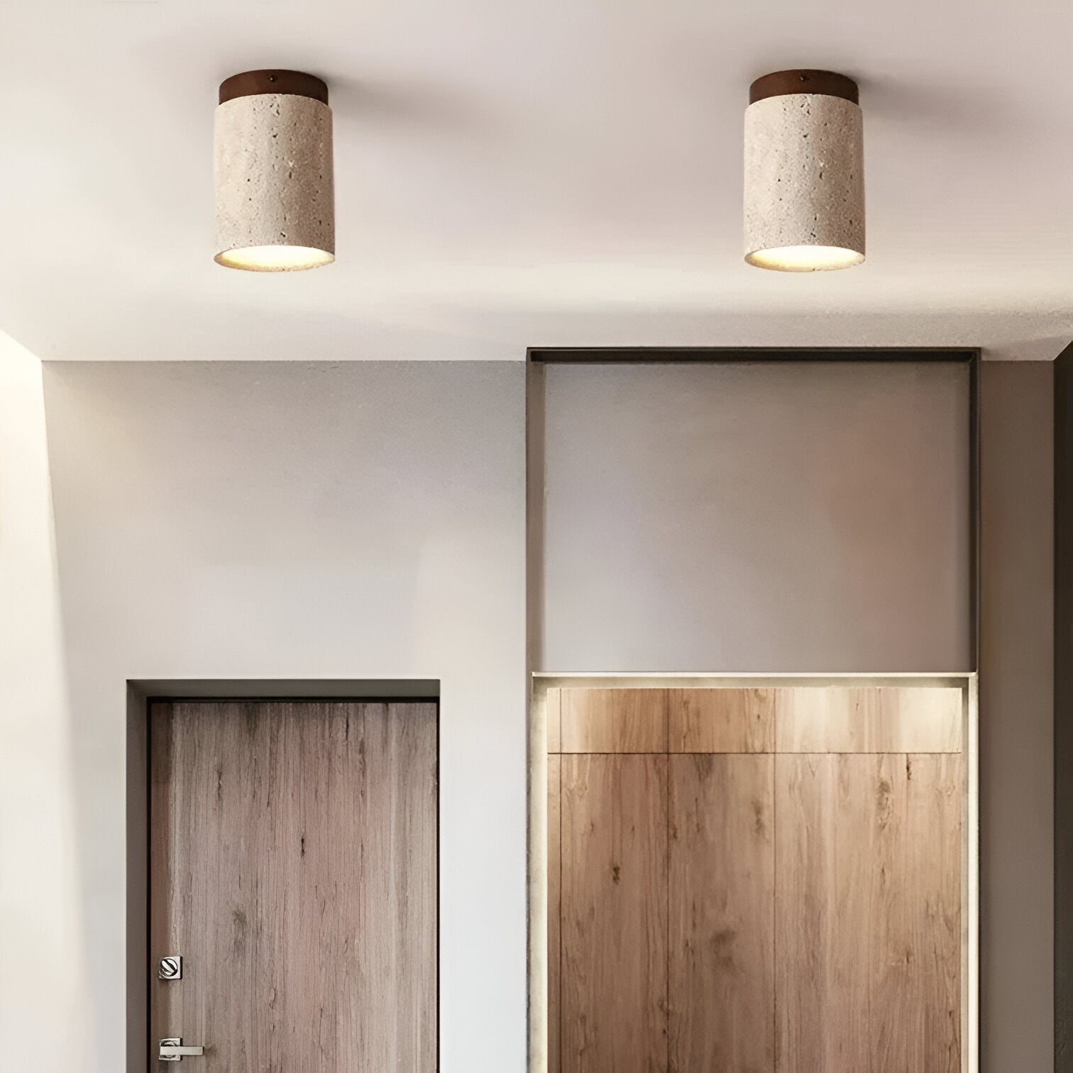 Lumen Travertine Flush Mount