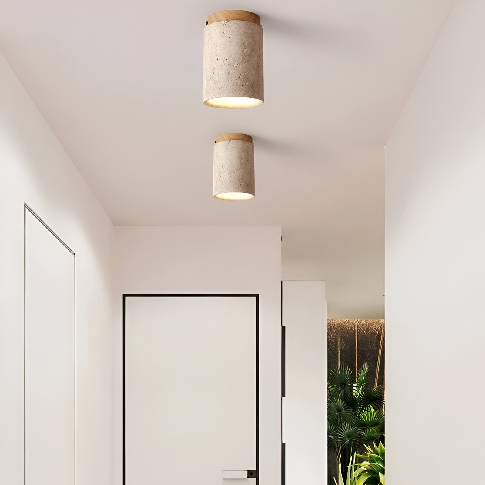 Lumen Travertine Flush Mount