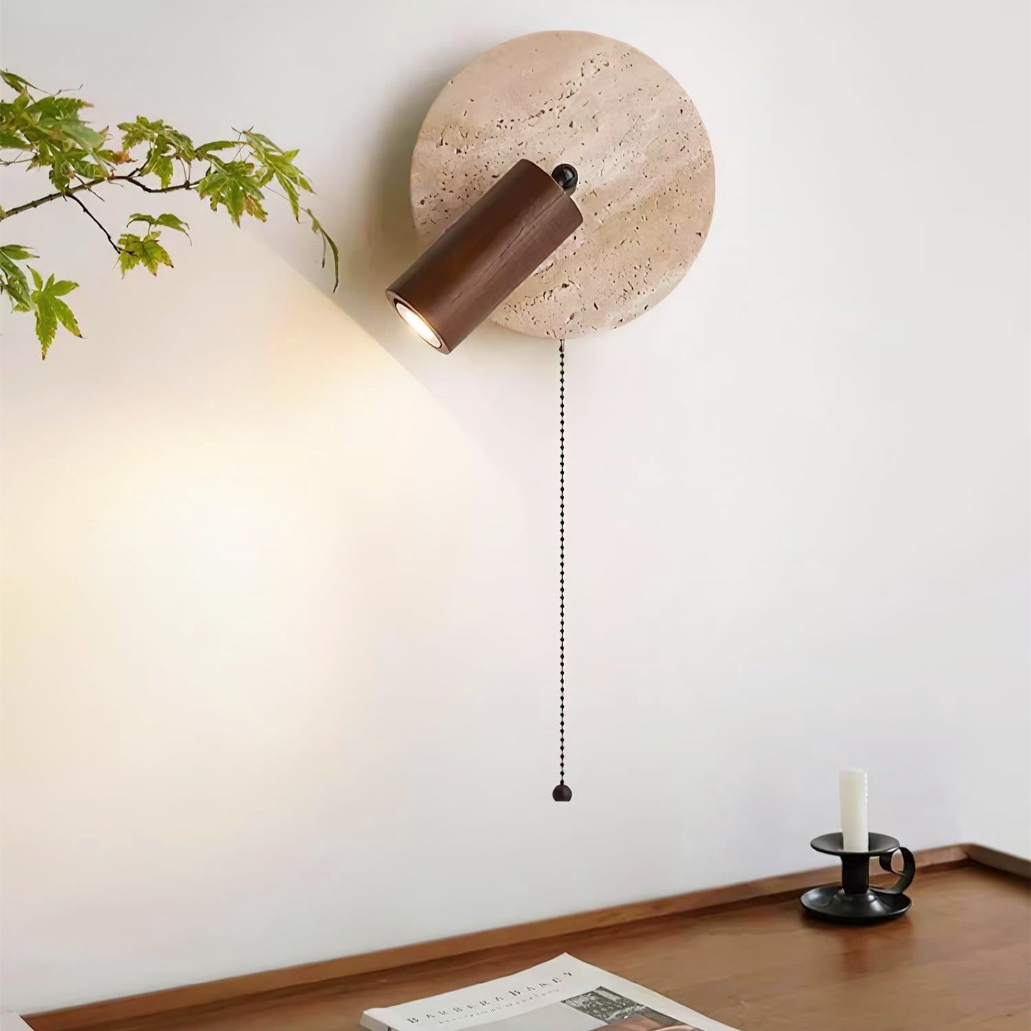 Lumen Travertine Rotatable Wall Light