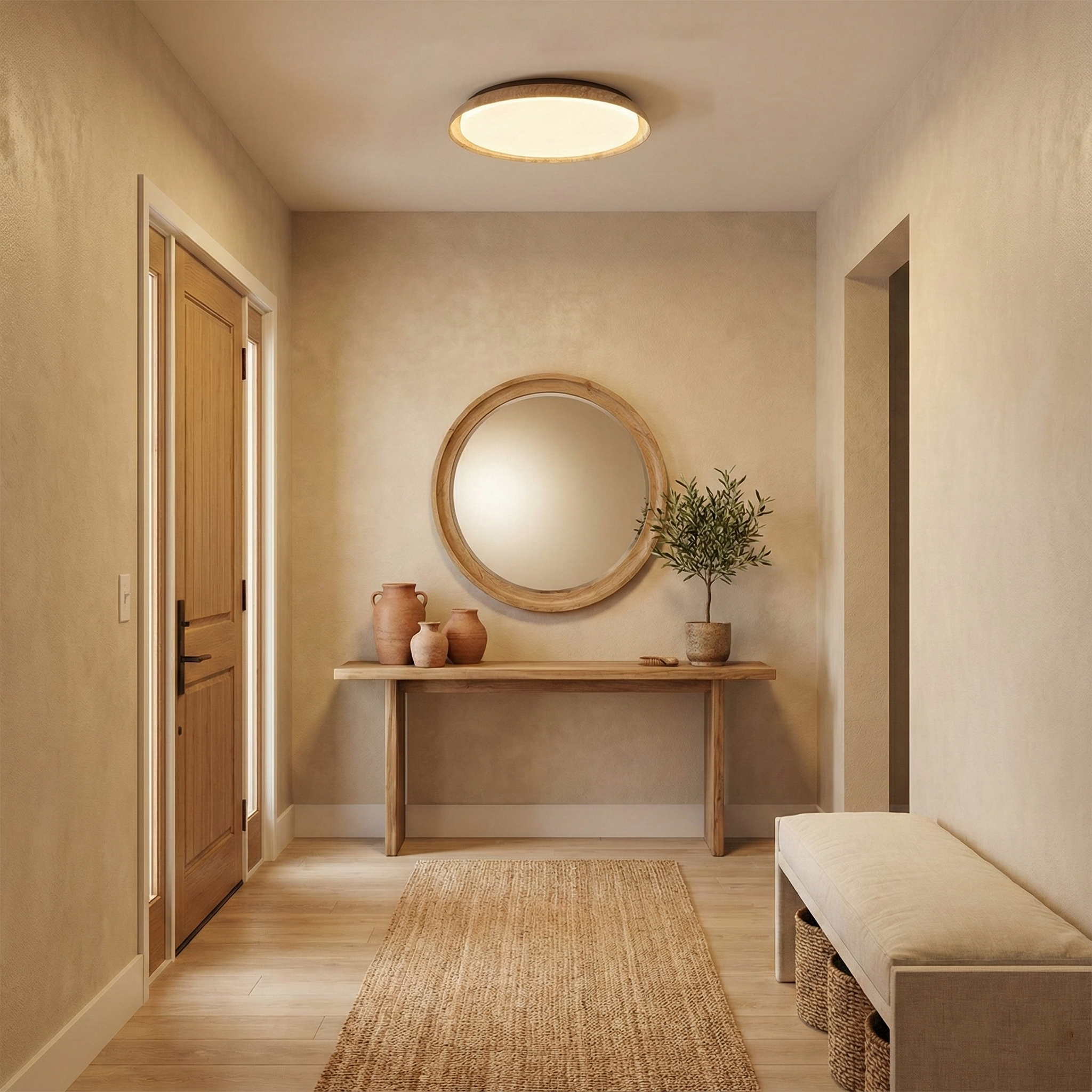 Lumen Round Travertine Ceiling Light