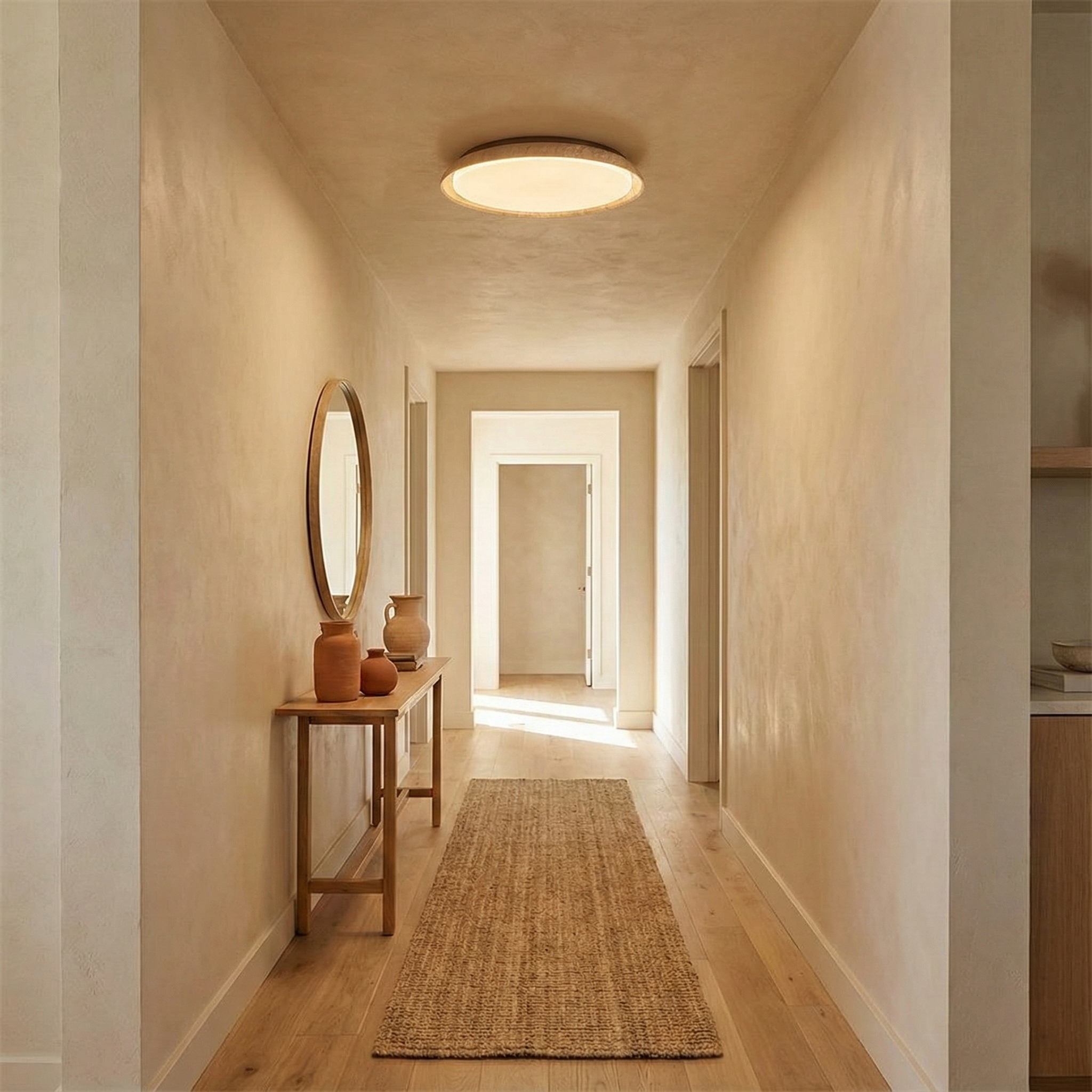 Lumen Round Travertine Ceiling Light