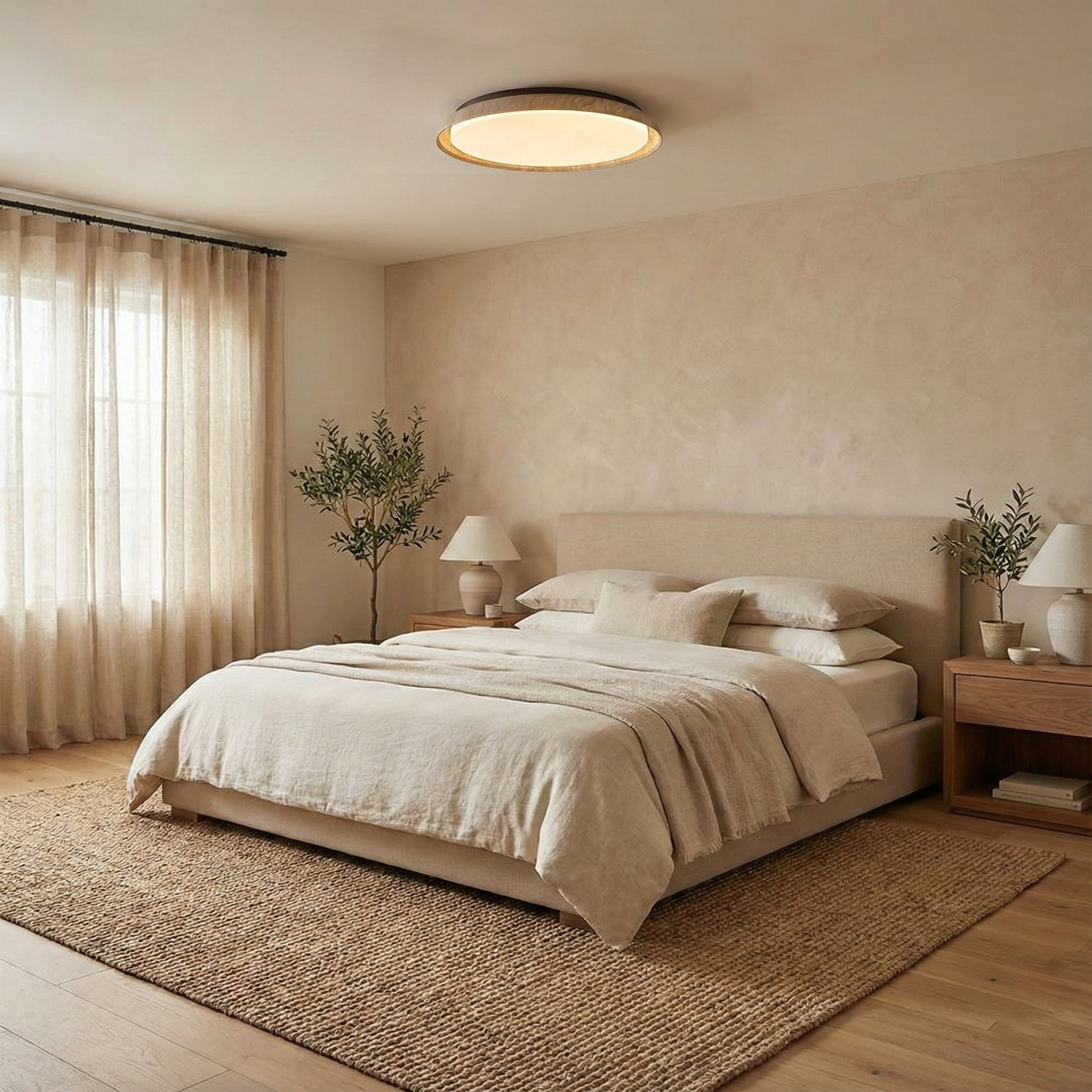 Lumen Round Travertine Ceiling Light