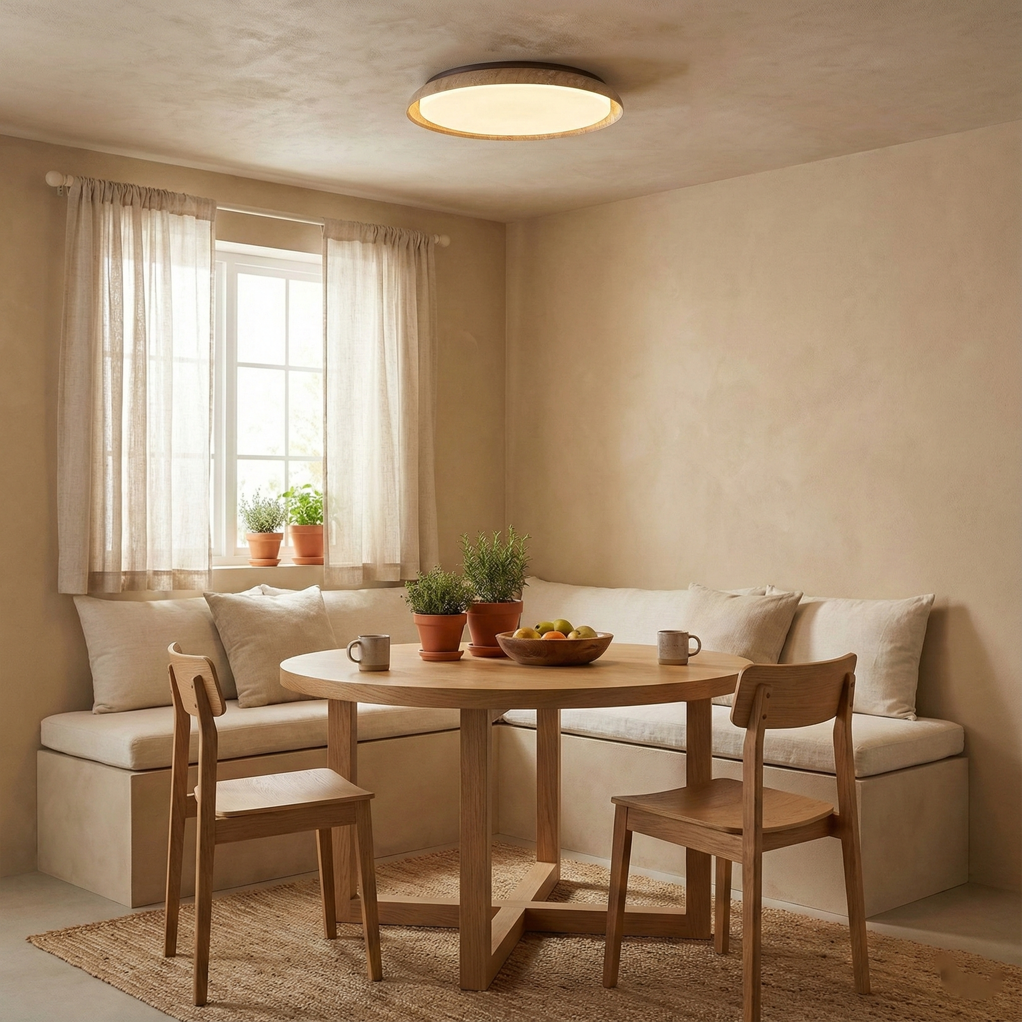 Lumen Round Travertine Ceiling Light