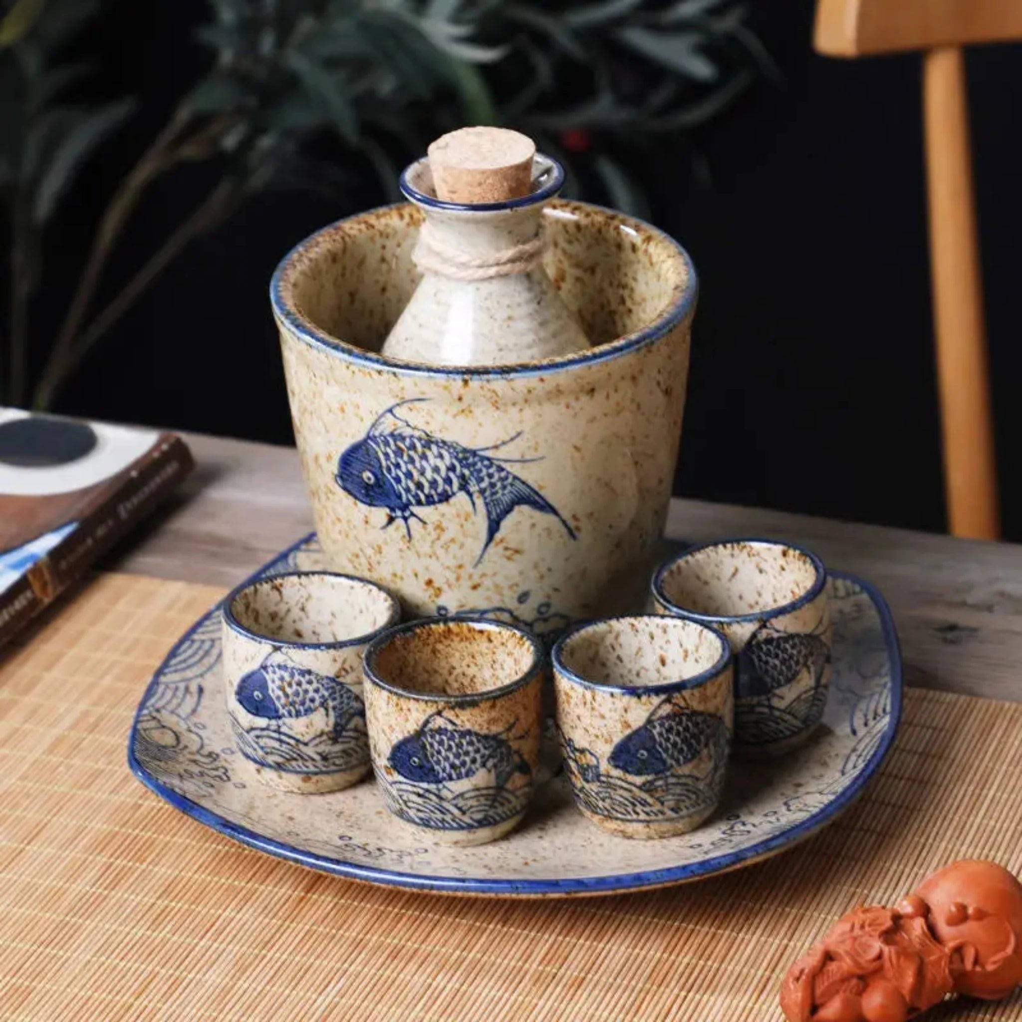 Kurohana Ceramic Sake Set
