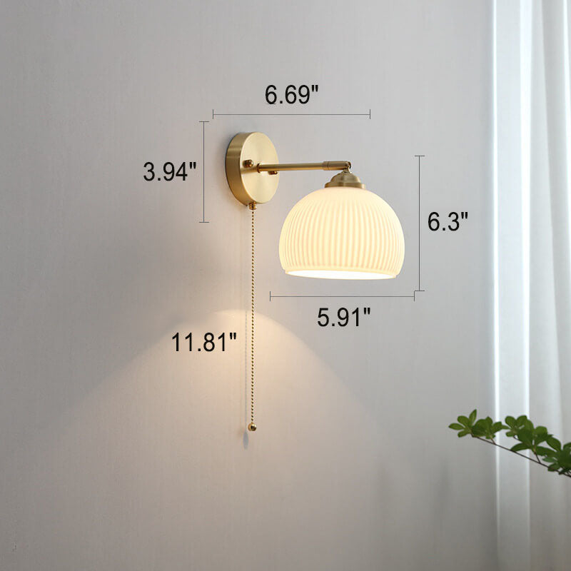 Lumen Milk Glass Pull Cord Wall Sconce