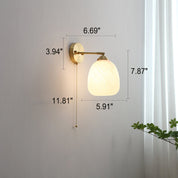 Lumen Milk Glass Pull Cord Wall Sconce