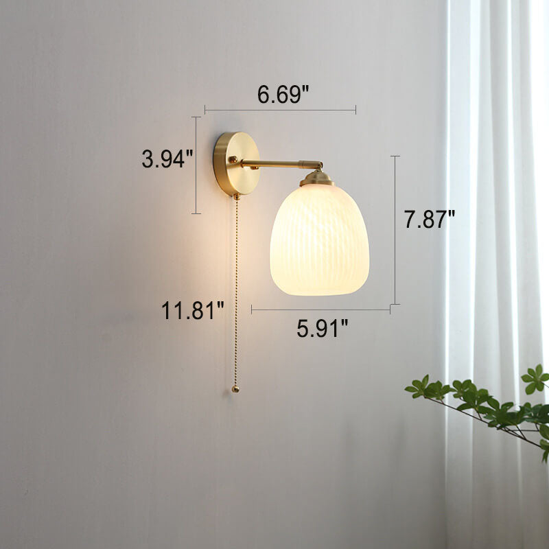 Lumen Milk Glass Pull Cord Wall Sconce