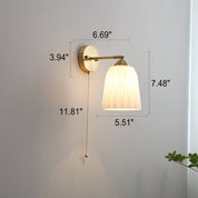 Lumen Milk Glass Pull Cord Wall Sconce