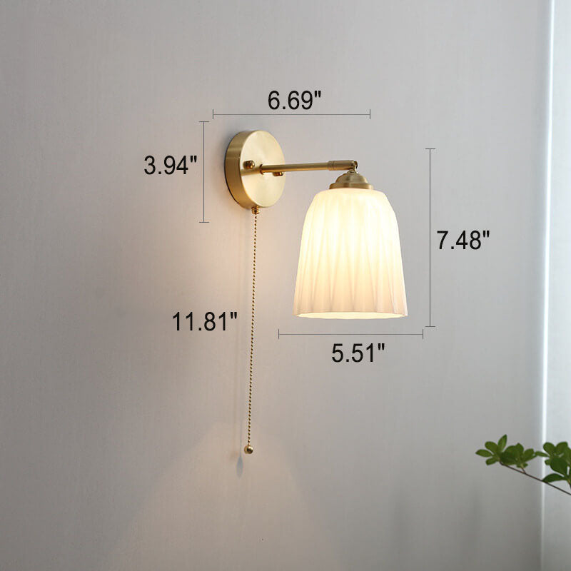 Lumen Milk Glass Pull Cord Wall Sconce