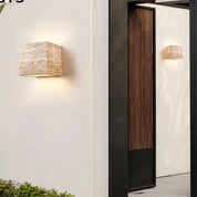 Lumen Travertine Outdoor Wall Lamp