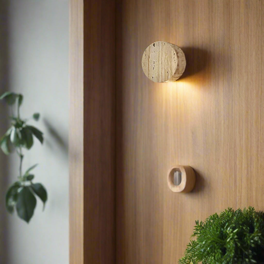 Lumen Travertine Stone Wall Sconce