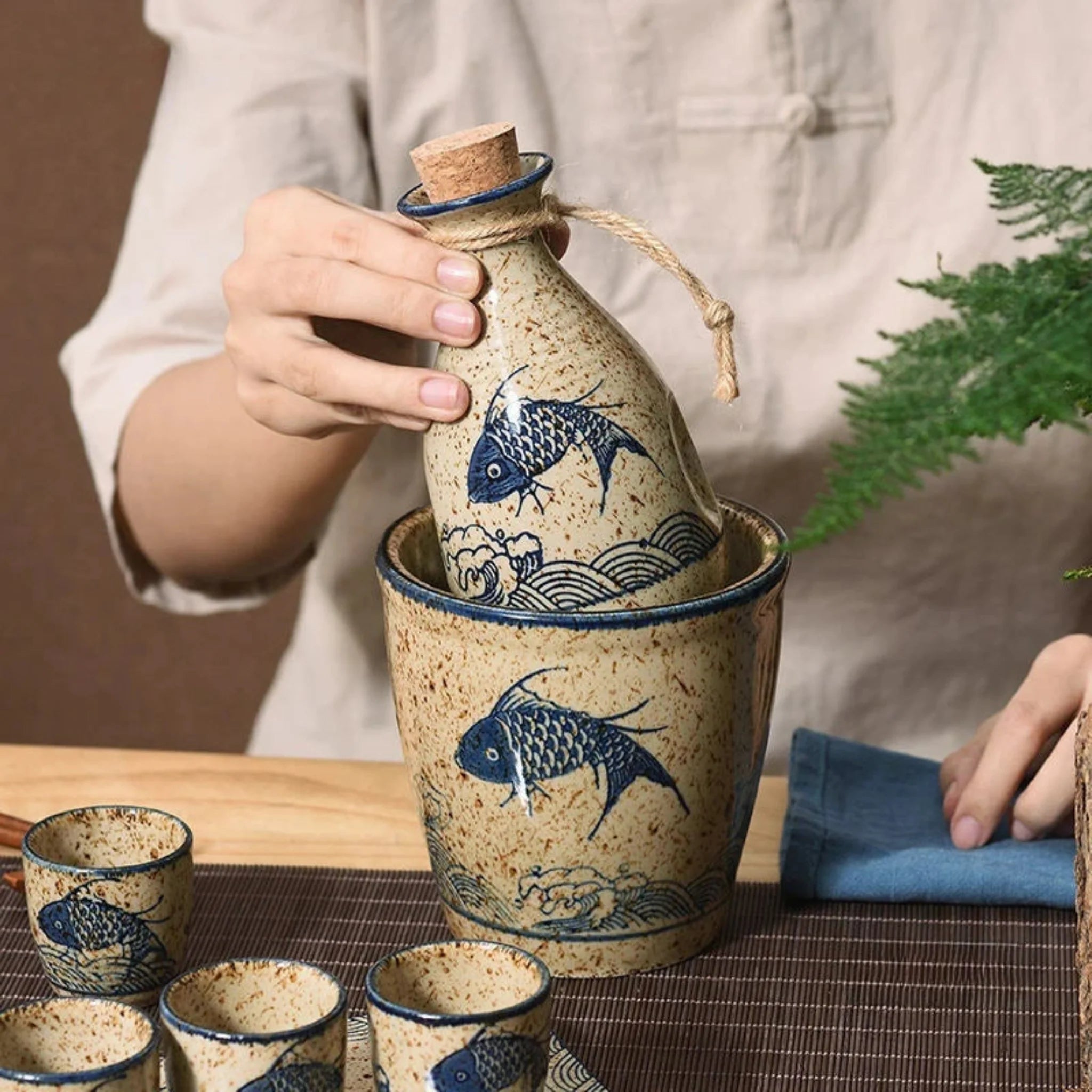 Kurohana Ceramic Sake Set
