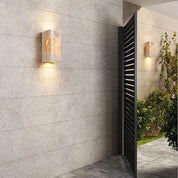 Lumen Travertine Outdoor Wall Lamp
