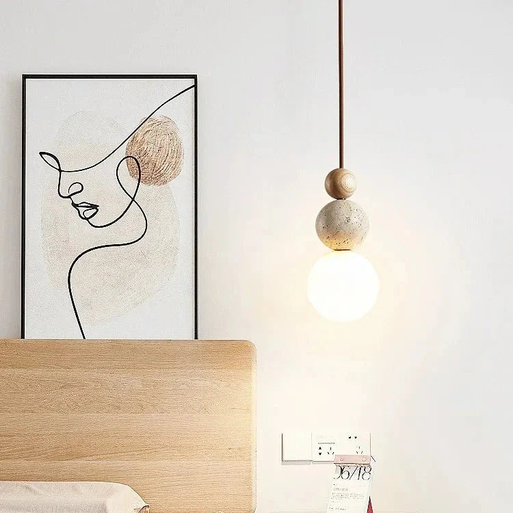 Lumen Cream Stone Bedside Pendant
