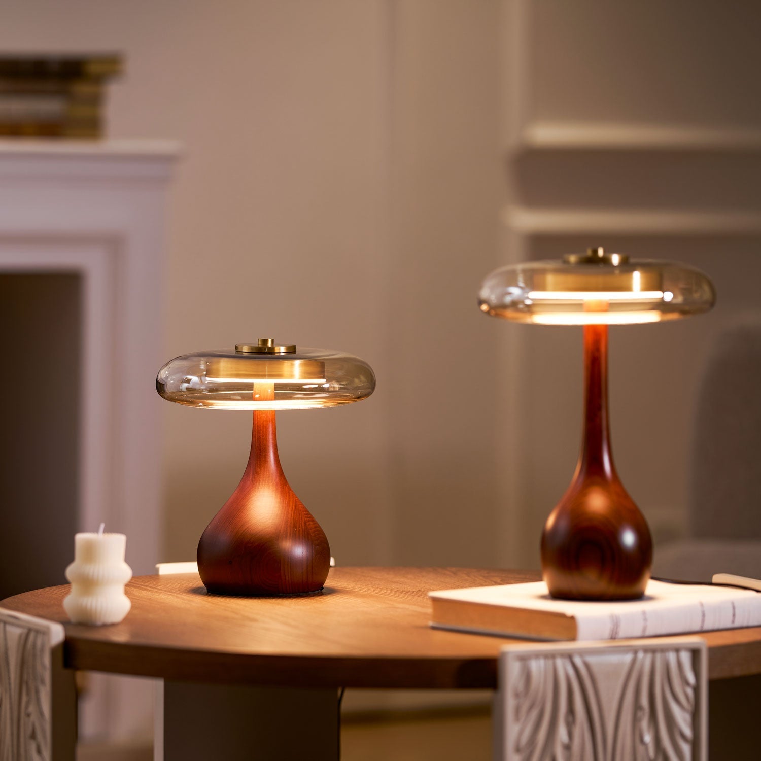 Lumen Sculpted Wood Table Lamp