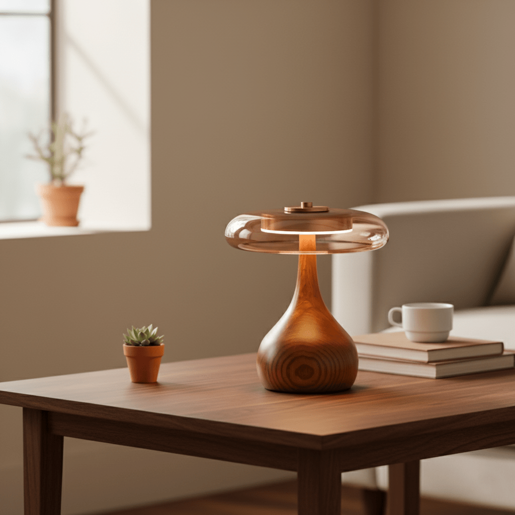 Lumen Sculpted Wood Table Lamp