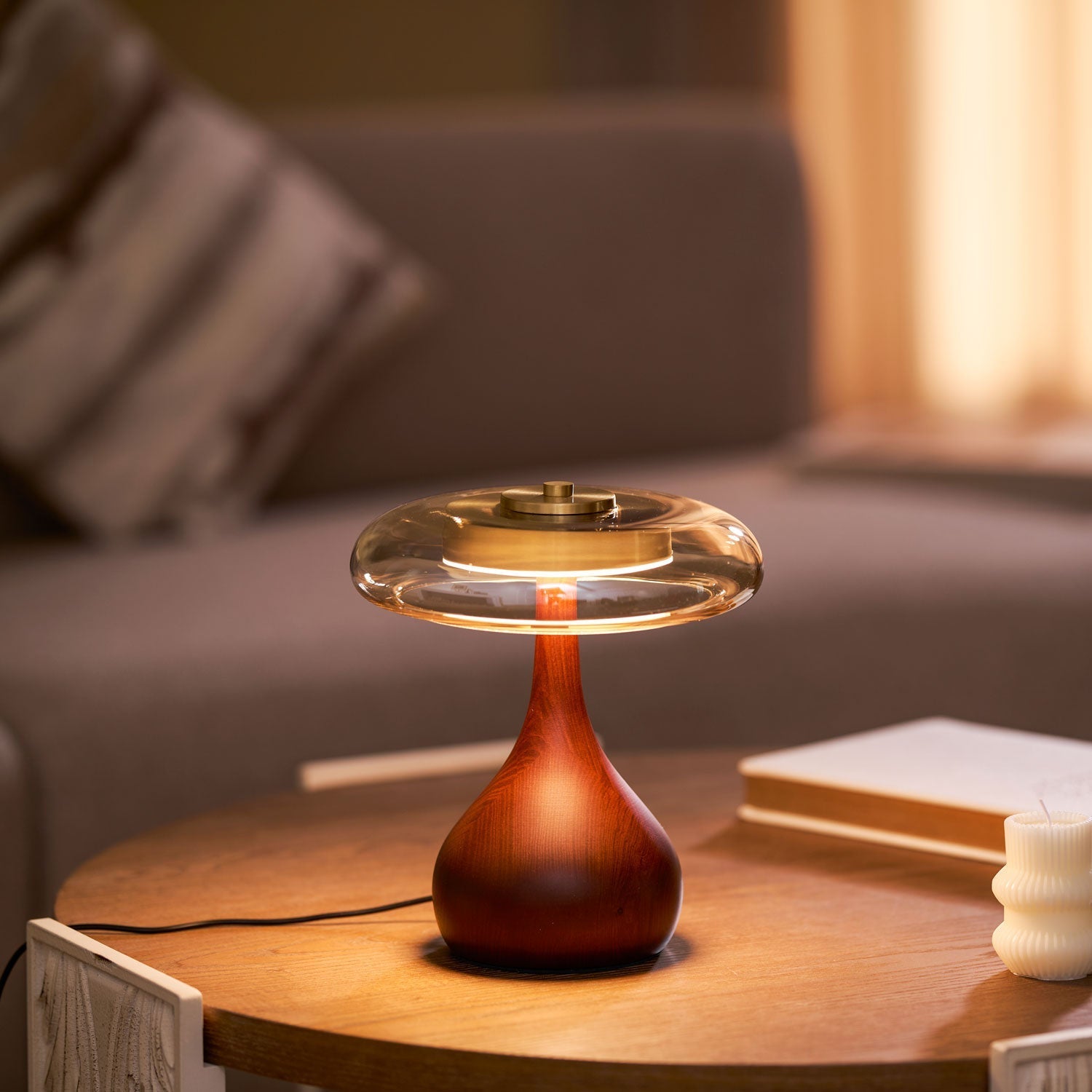 Lumen Sculpted Wood Table Lamp