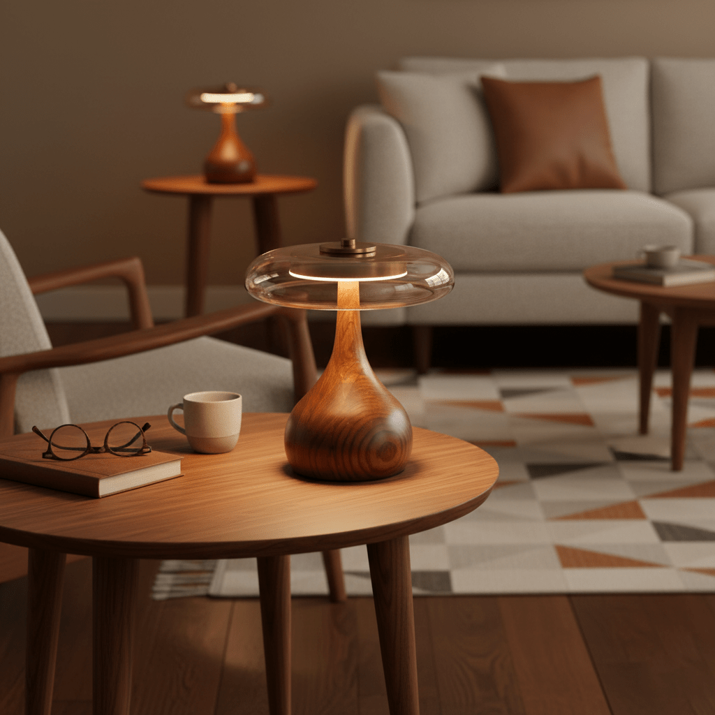 Lumen Sculpted Wood Table Lamp