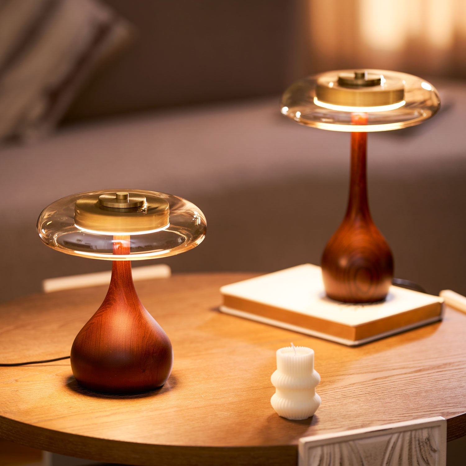 Lumen Sculpted Wood Table Lamp