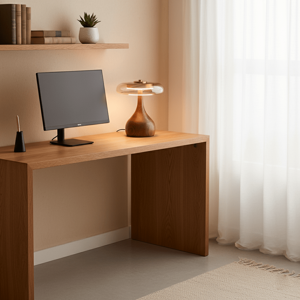 Lumen Sculpted Wood Table Lamp