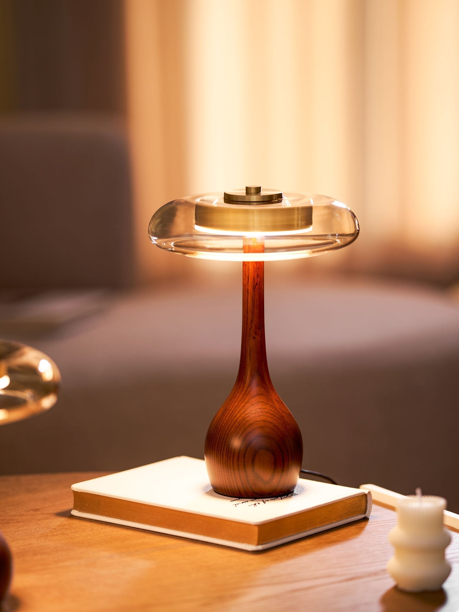 Lumen Sculpted Wood Table Lamp