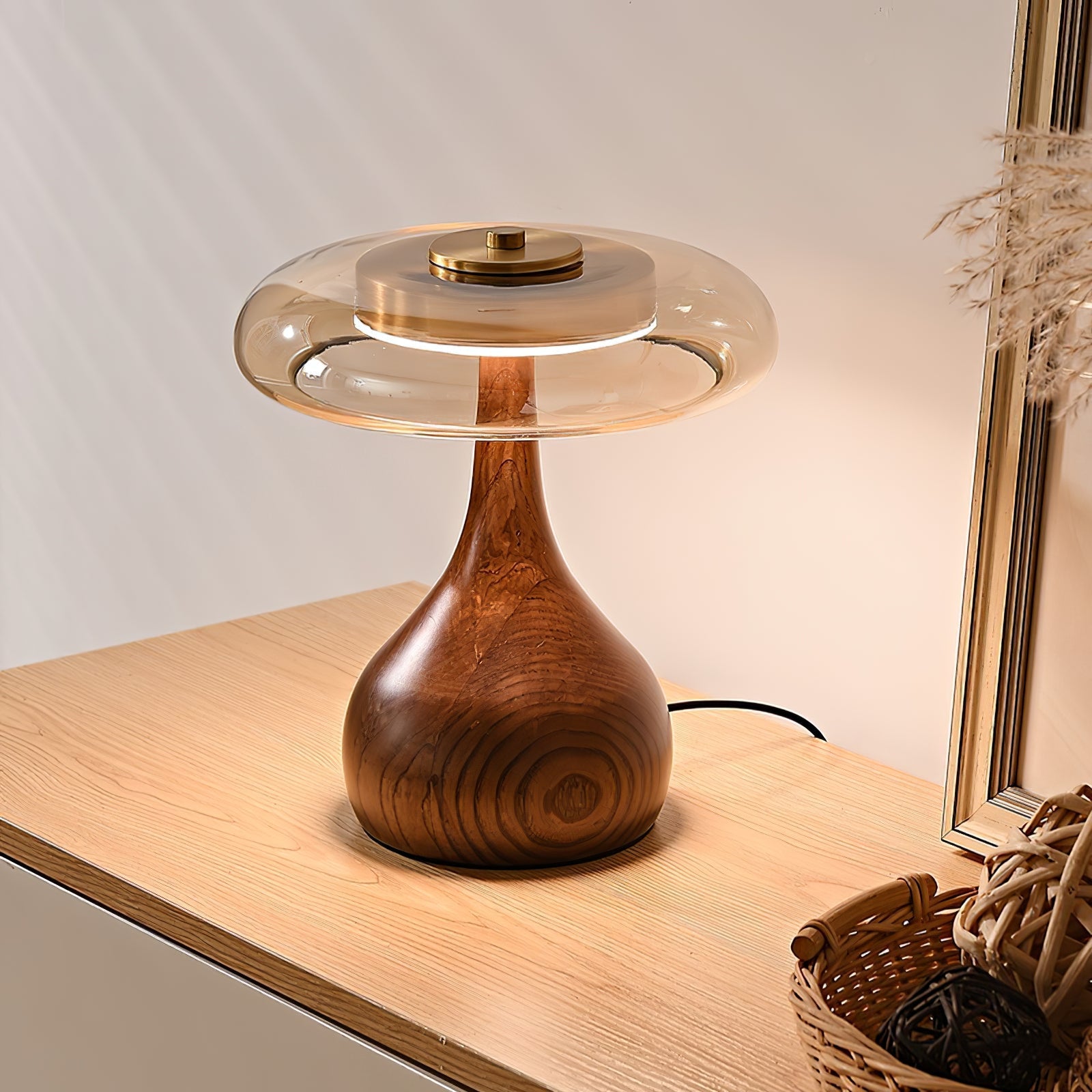 Lumen Sculpted Wood Table Lamp
