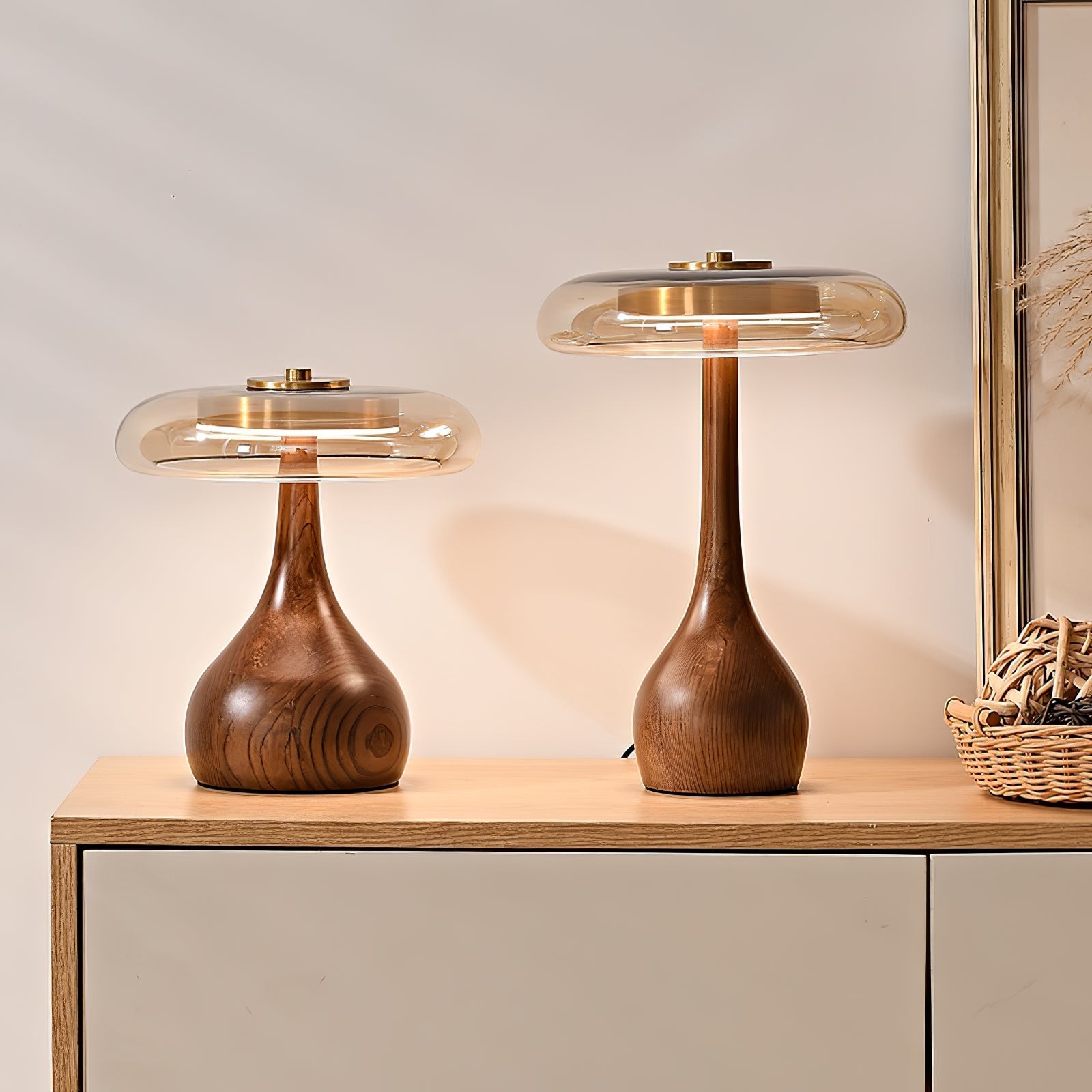 Lumen Sculpted Wood Table Lamp