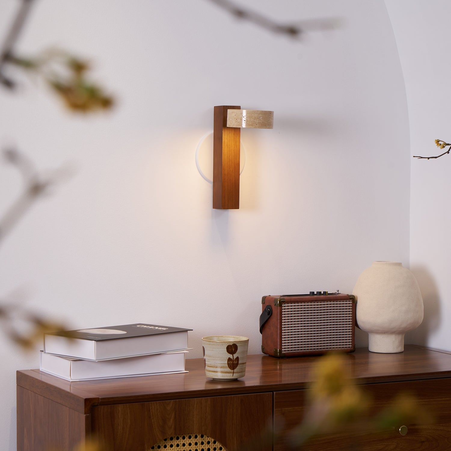 Lumen Tersus Travertine Wall Light