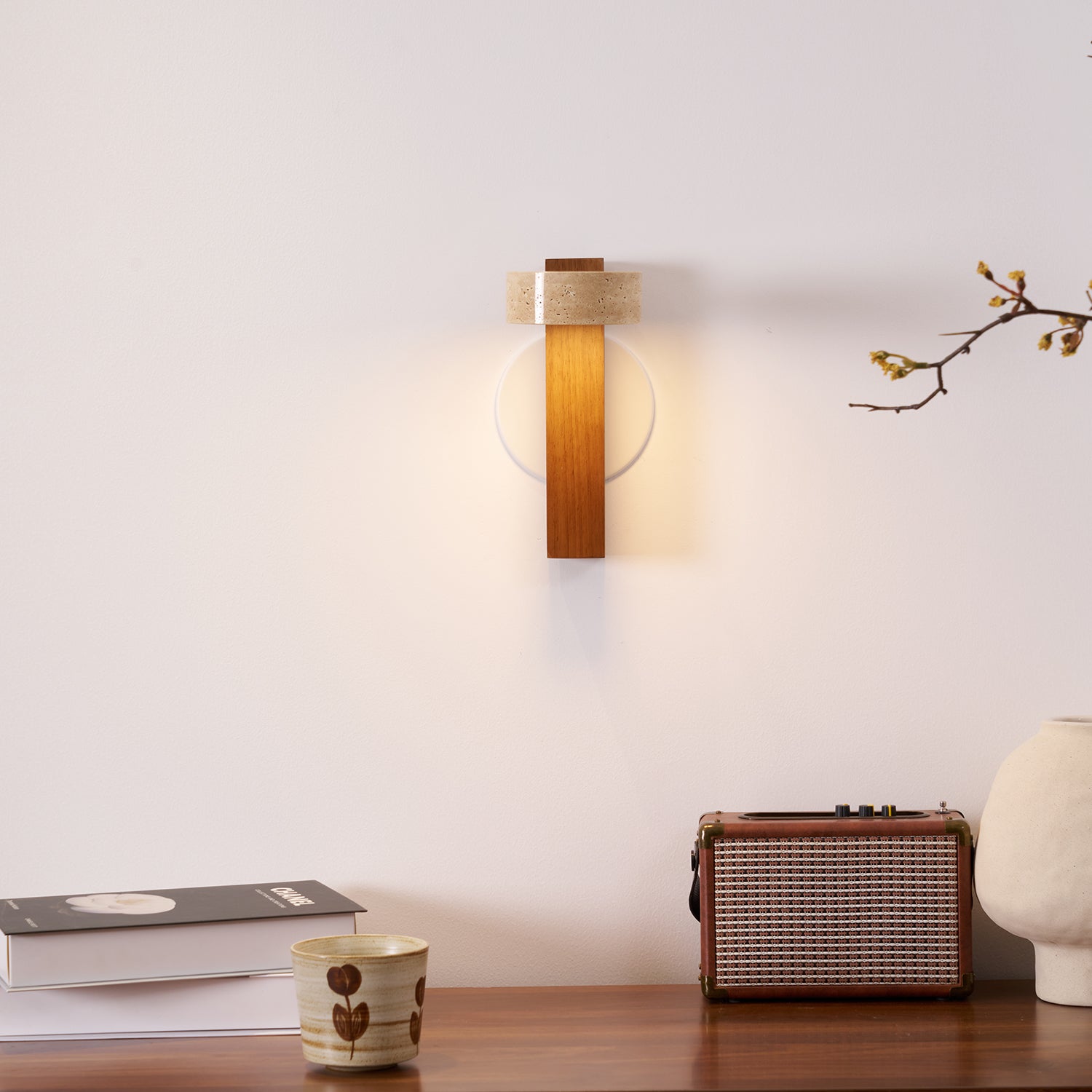Lumen Tersus Travertine Wall Light