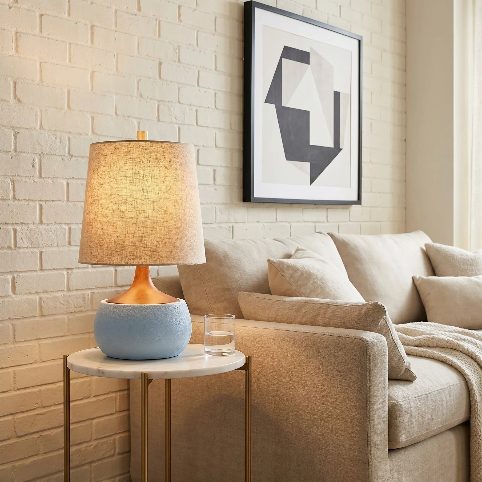 Lumen Thalyn Linen Cement Table Lamp