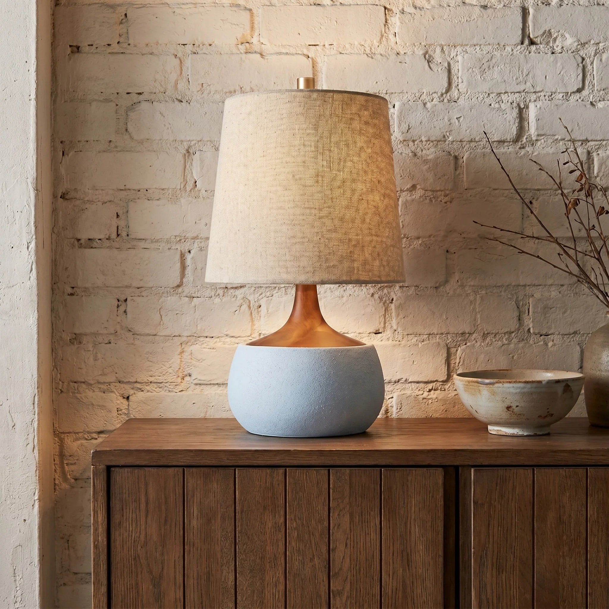 Lumen Thalyn Linen Cement Table Lamp
