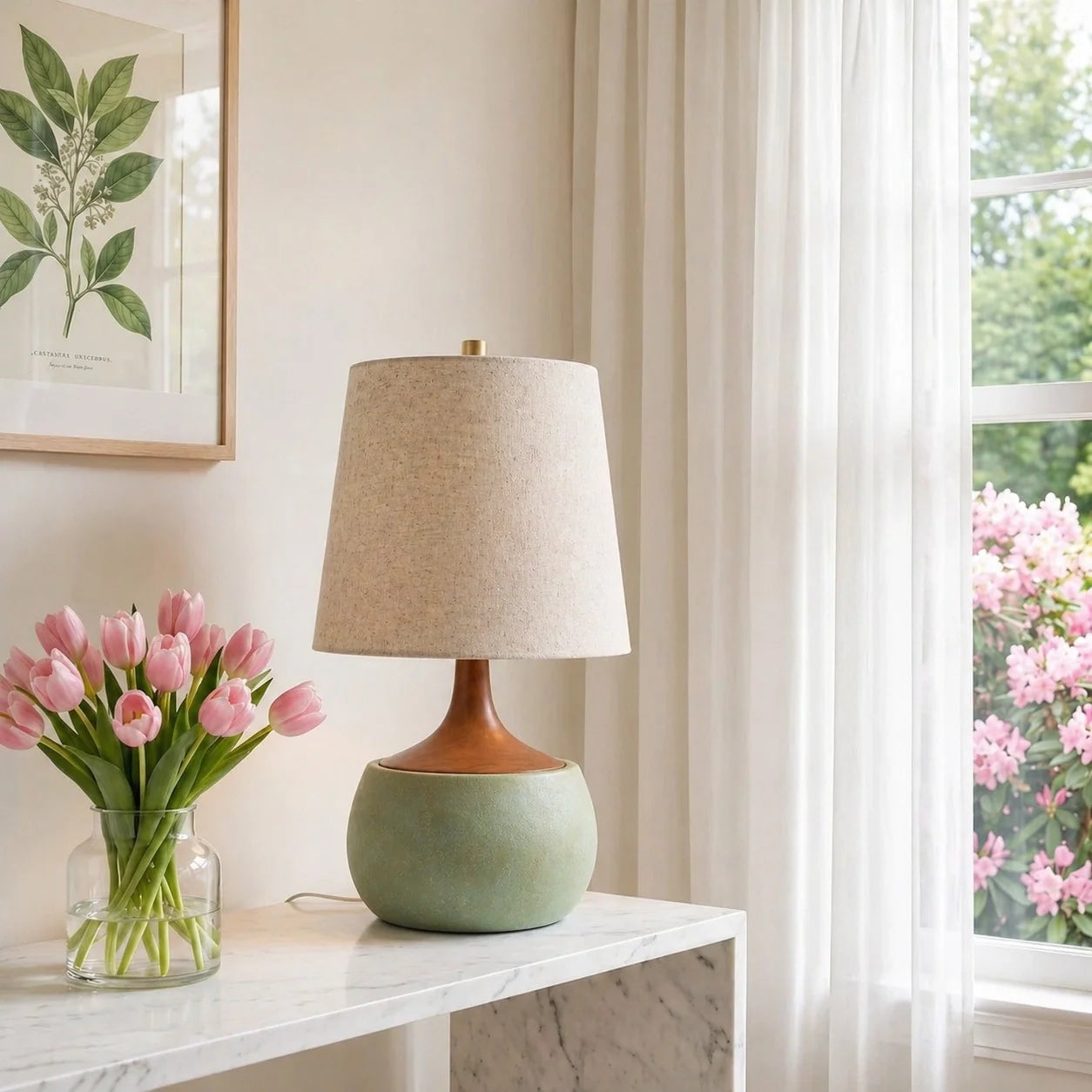 Lumen Thalyn Linen Cement Table Lamp