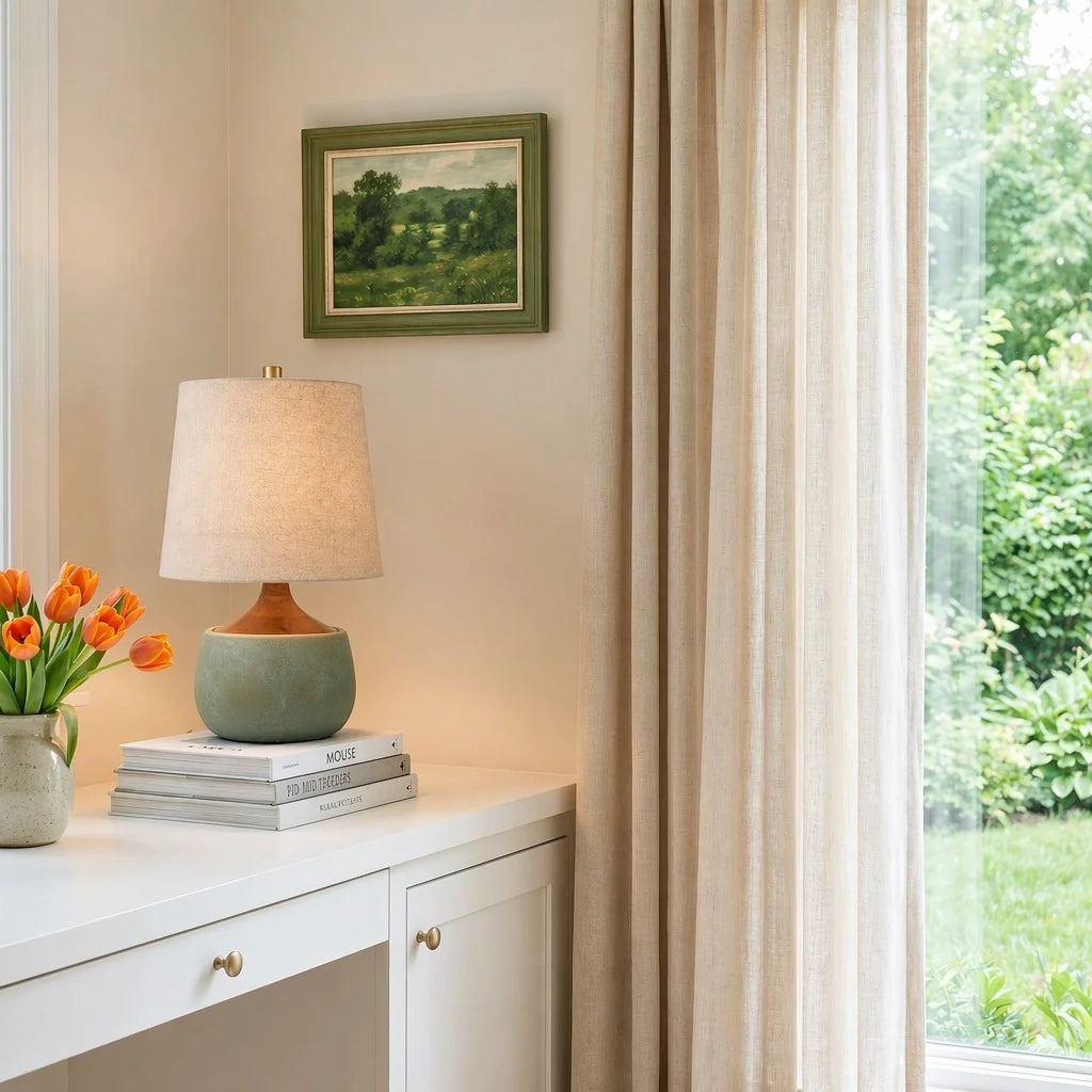 Lumen Thalyn Linen Cement Table Lamp