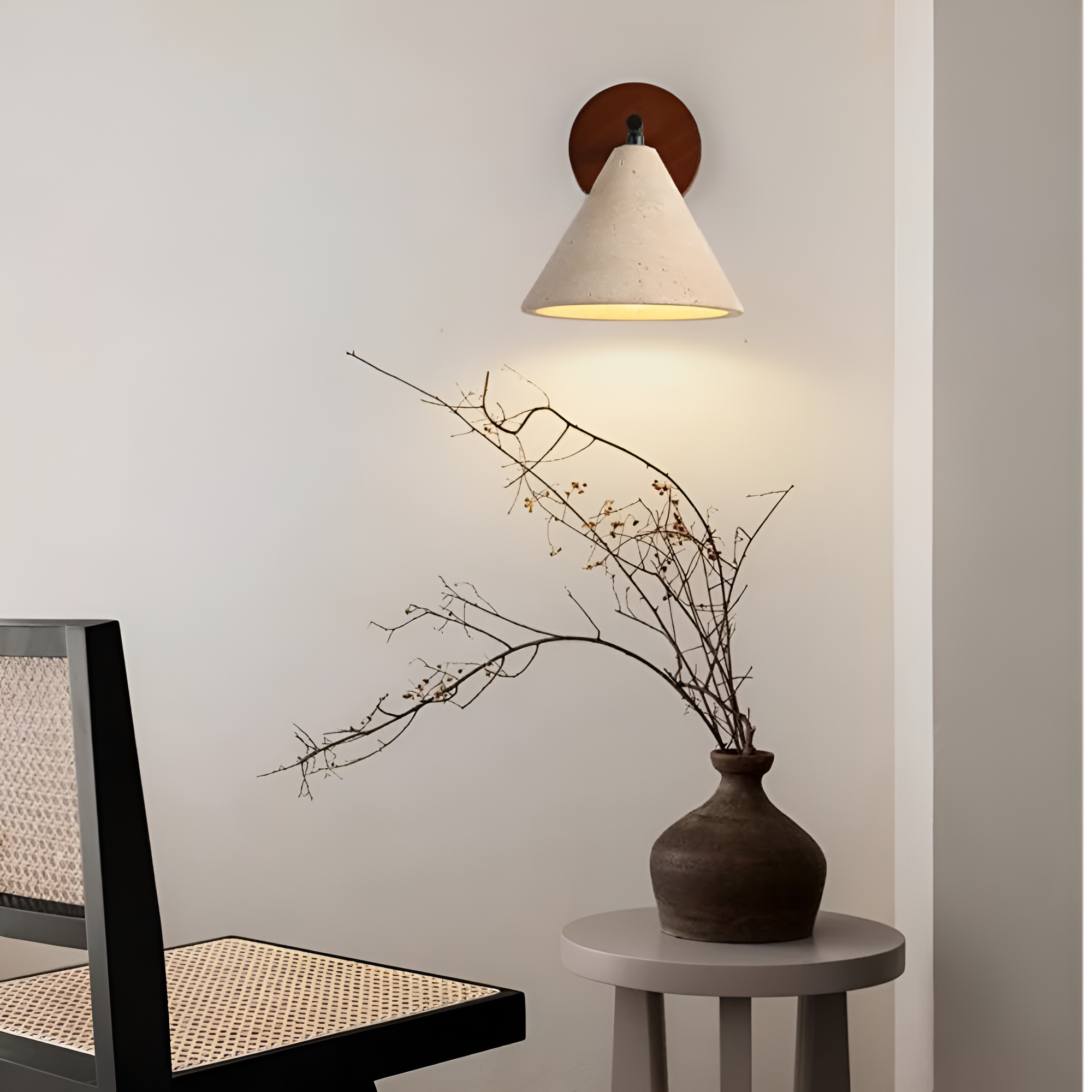 Lumen Travertine Cone Wall Light