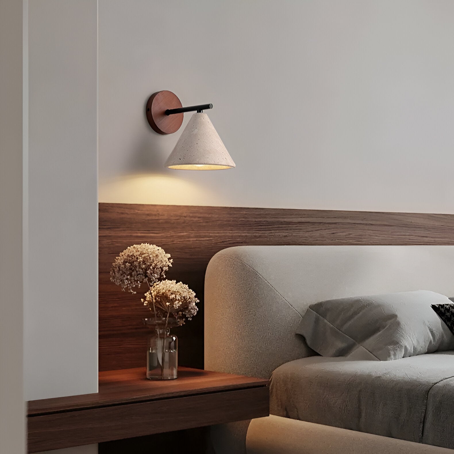 Lumen Travertine Cone Wall Light