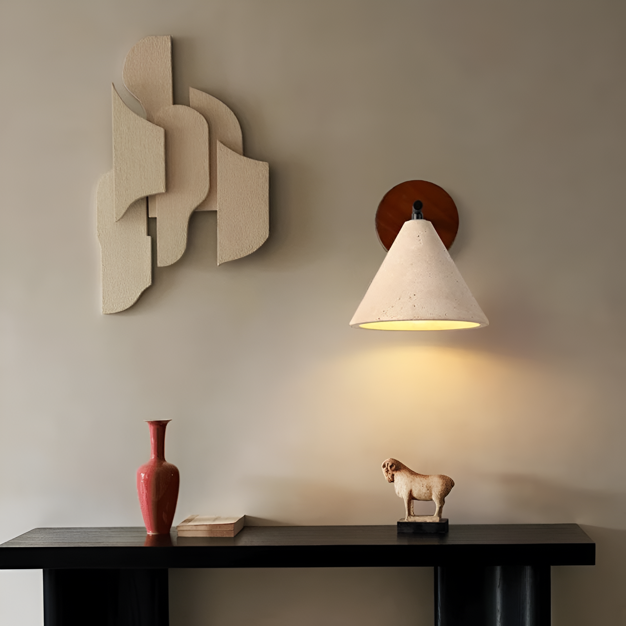 Lumen Travertine Cone Wall Light