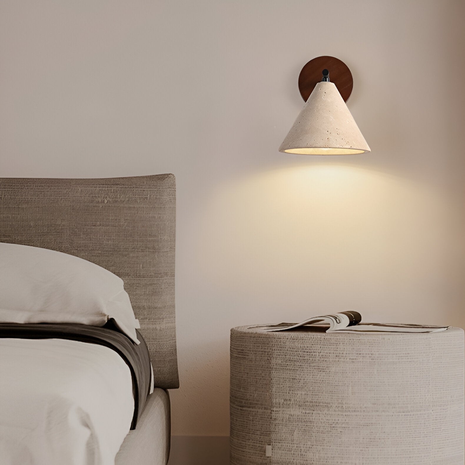 Lumen Travertine Cone Wall Light