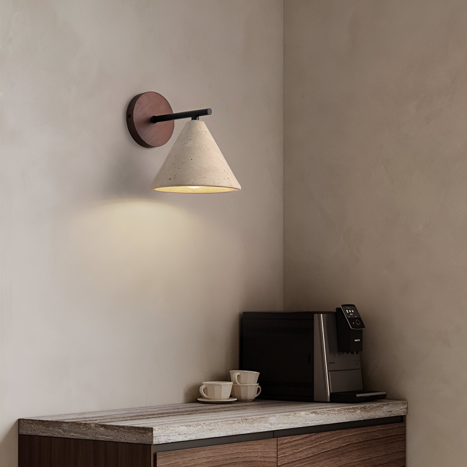 Lumen Travertine Cone Wall Light