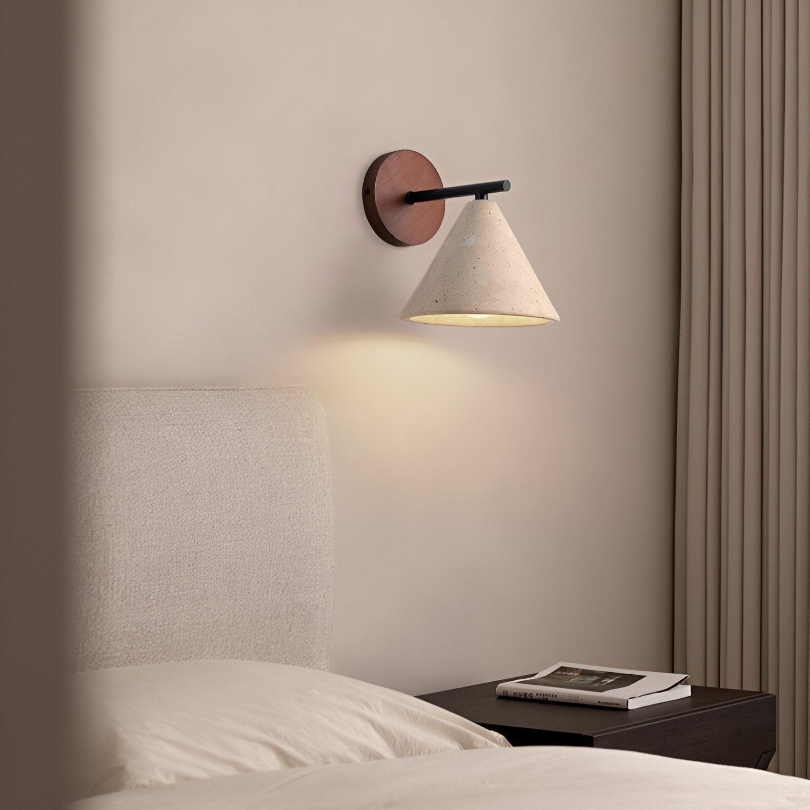 Lumen Travertine Cone Wall Light