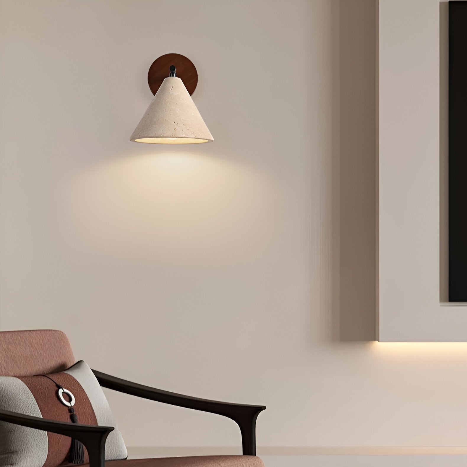 Lumen Travertine Cone Wall Light
