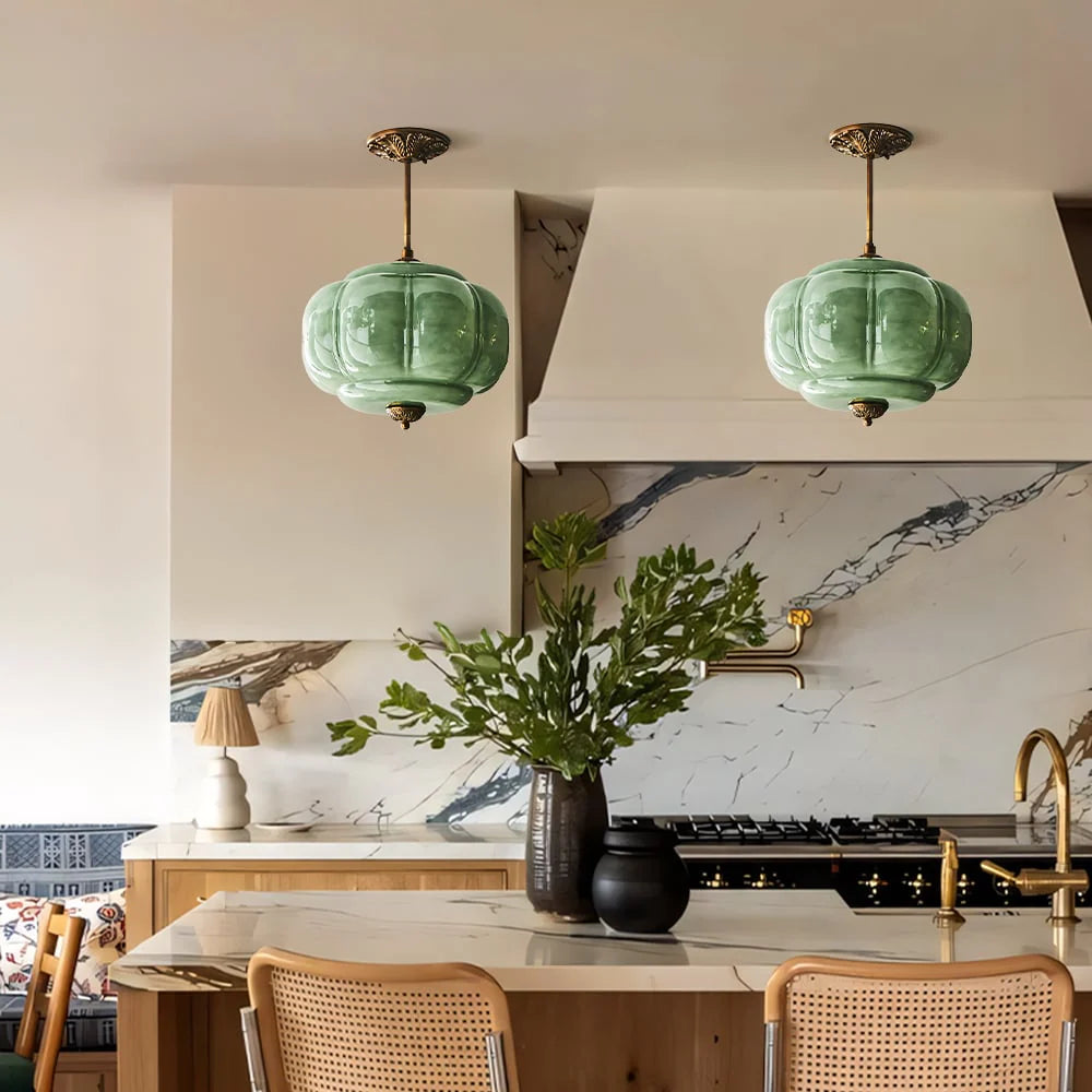 Lumen Milk Pumpkin Glass Pendant Light