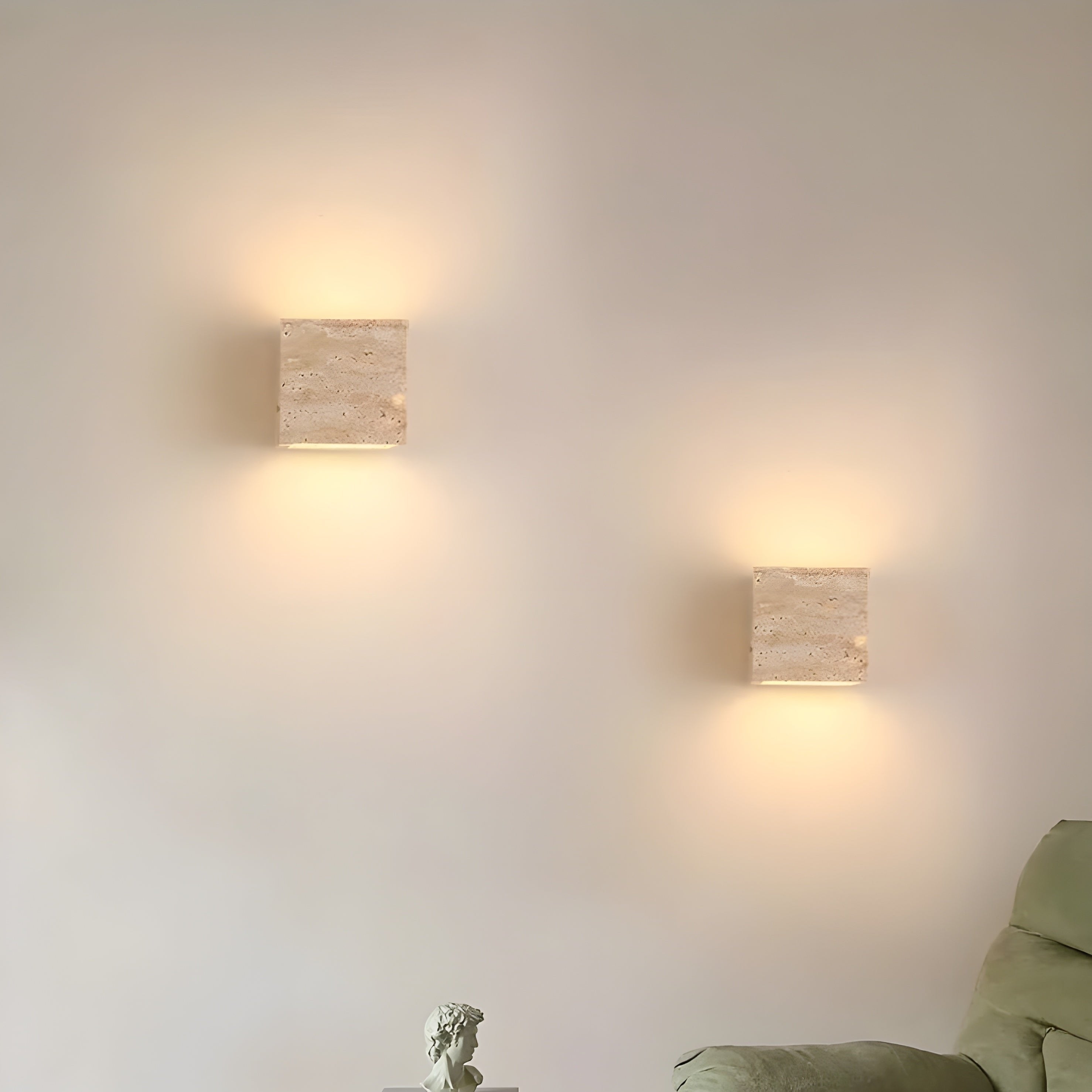 Lumen Travertine Outdoor Wall Lamp