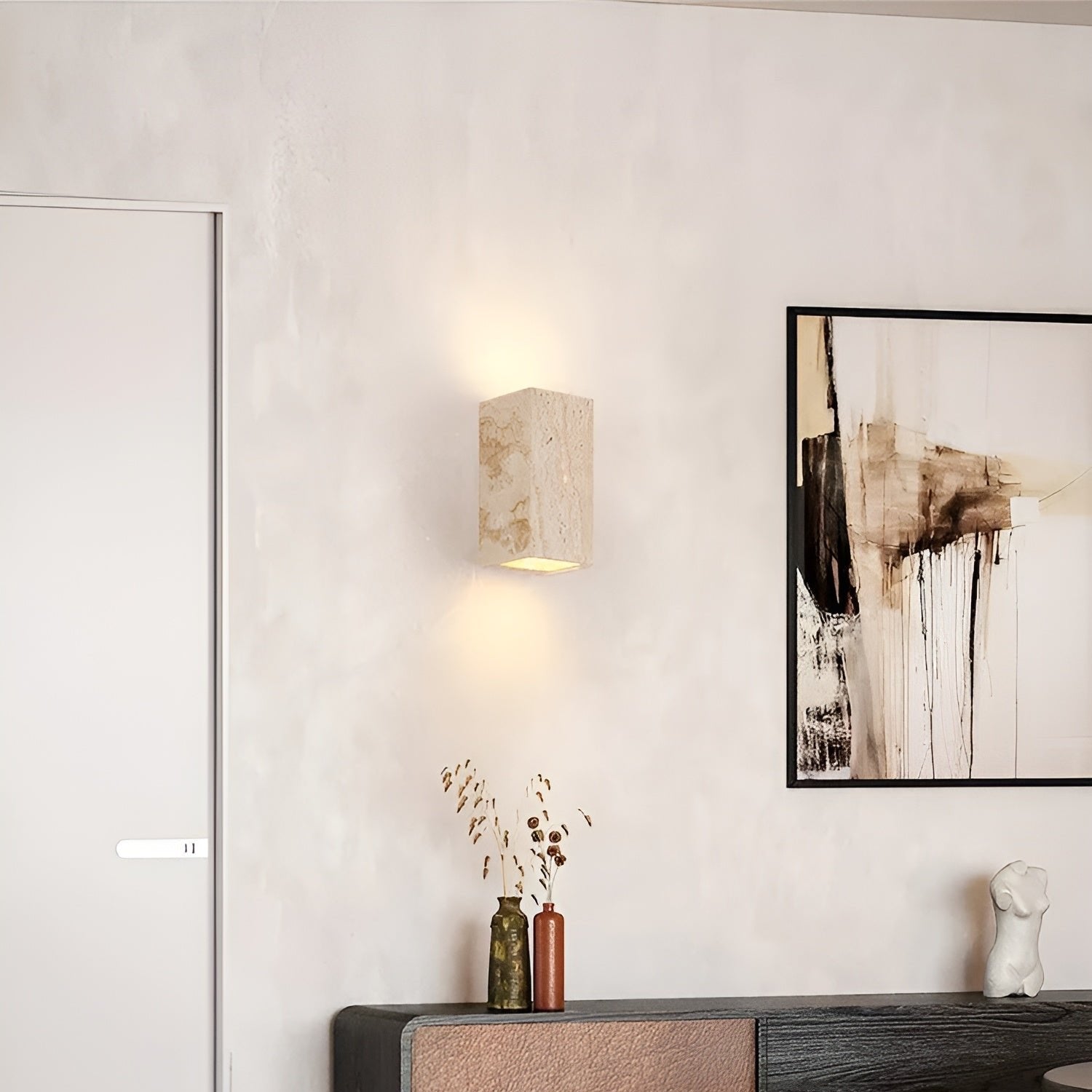 Lumen Travertine Outdoor Wall Lamp