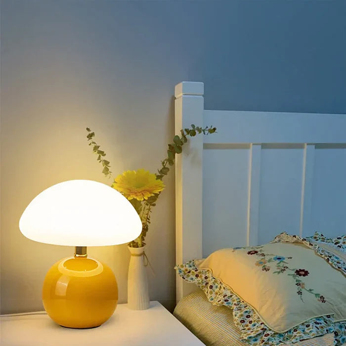 Lumen Cream Ceramic Mushroom Table Lamp