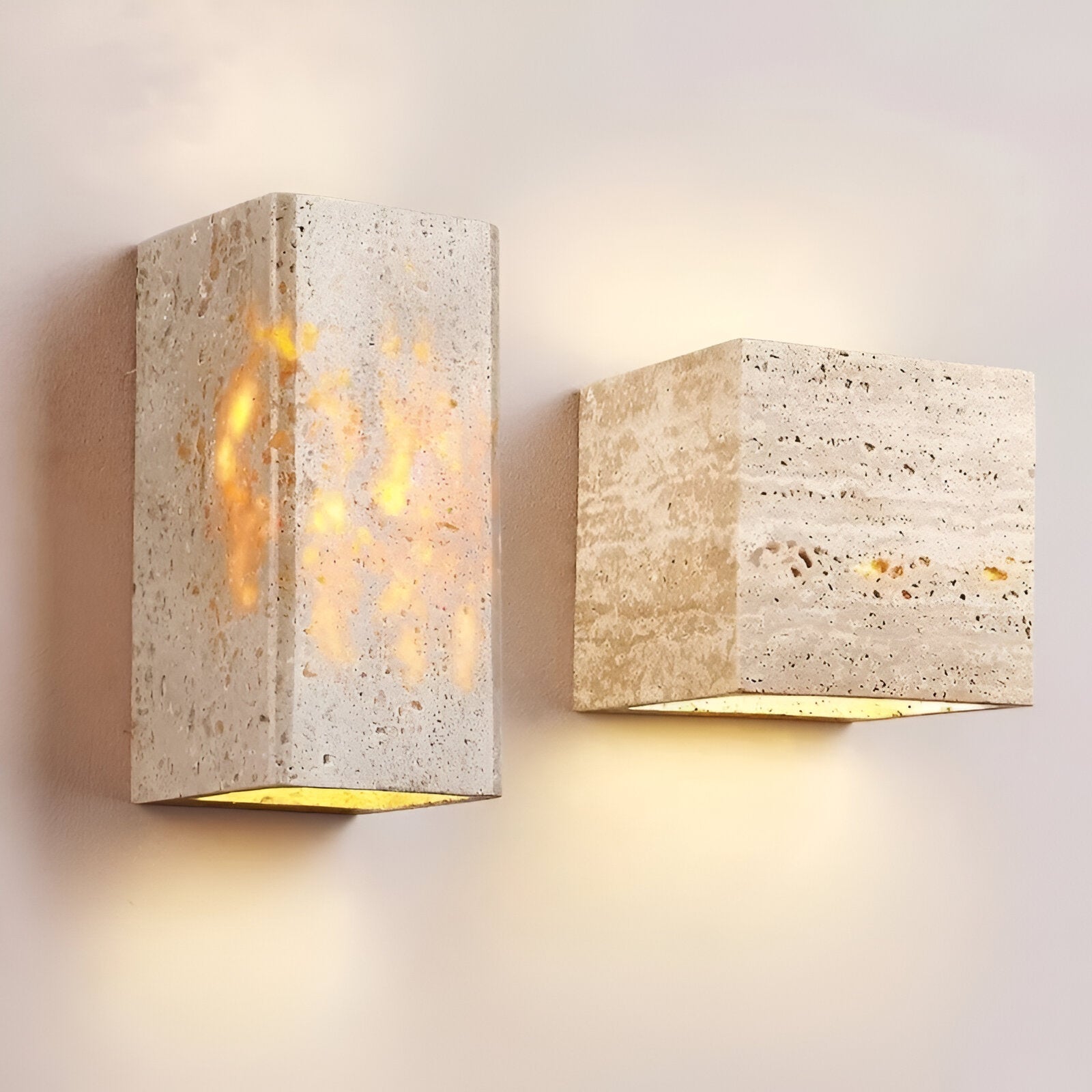 Lumen Travertine Outdoor Wall Lamp